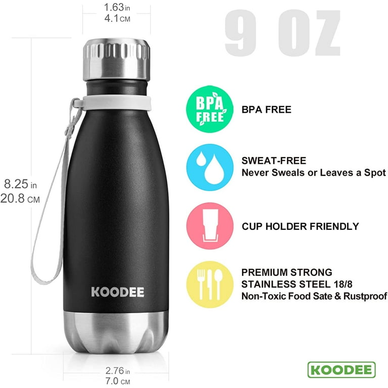 Koodee 12 oz Water Bottle Stainless Steel Double Wall Vacuum