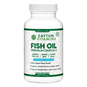 Zaytun Vitamins Halal Fish Oil 1200mg Omega-3, Supports Heart & Brain Health, One Per Day 120 Softgels (4 Months Supply), Made in USA, Halal Vitamins