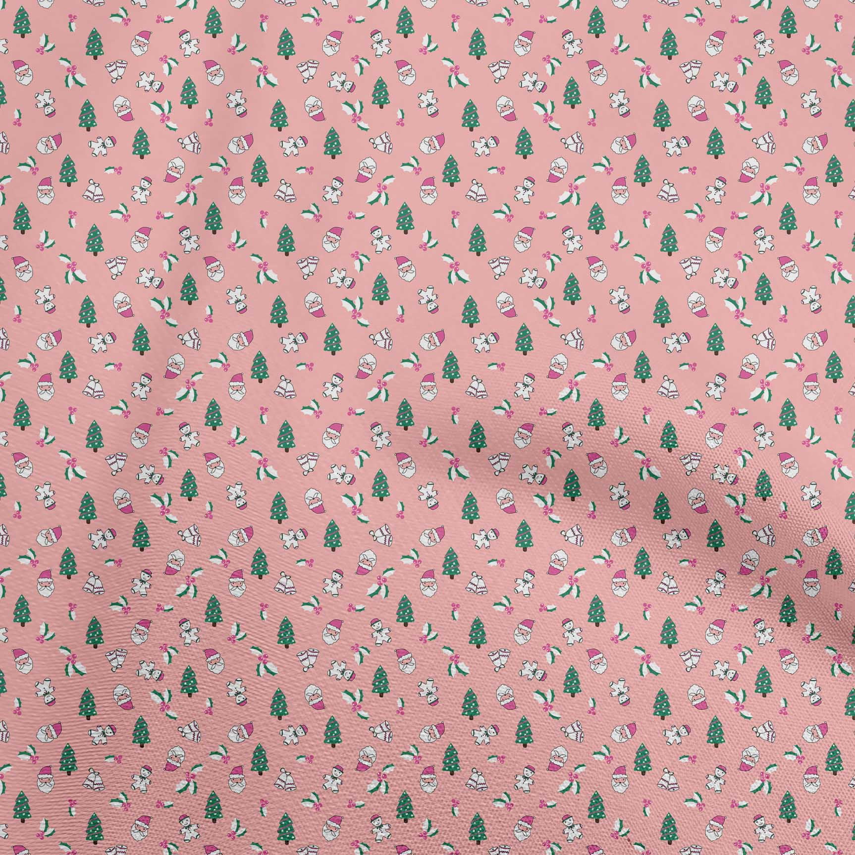 oneOone Rayon Light Pink Fabric Christmas Craft Projects Decor Fabric Printed By The Yard 56 Inch Wide