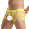 thumbnail image 1 of B91xZ Boxer Briefs Breathable Low Rise Mesh Trunks Underwear,Yellow M, 1 of 4