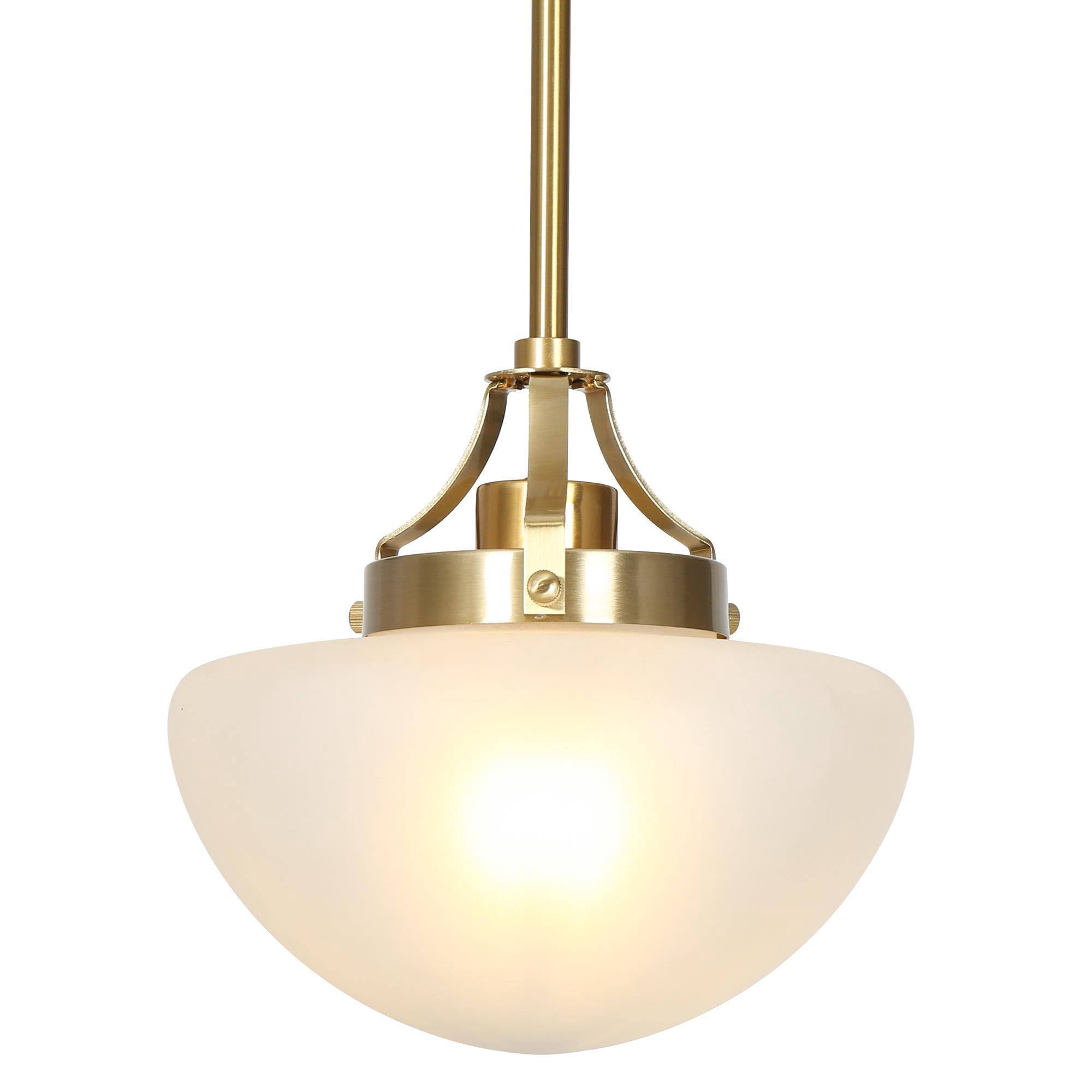 LNC Isididae 1 -Light Plated Copper and Opal Glass Bowl Modern/contemporary Frosted glass Schoolhouse Mini Hanging Pendant Light