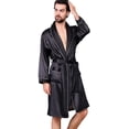 thumbnail image 1 of Men's Satin Kimono Robe Spring Summer Shawl Collar Sleepwear Classic Silk Bathrobes, 1 of 7