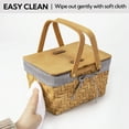 thumbnail image 6 of GRANNY SAYS Small Woven Baskets with Folding Handles & Dual-flid Lids, Wooden Picnic Hamper Baskets with Stripe Liner, 6 of 8