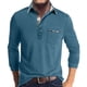 thumbnail image 1 of Men's Spring And Autumn Solid Color T-shirt Lapel 3 Button Open Placket Button Long Sleeved TopM, 1 of 5