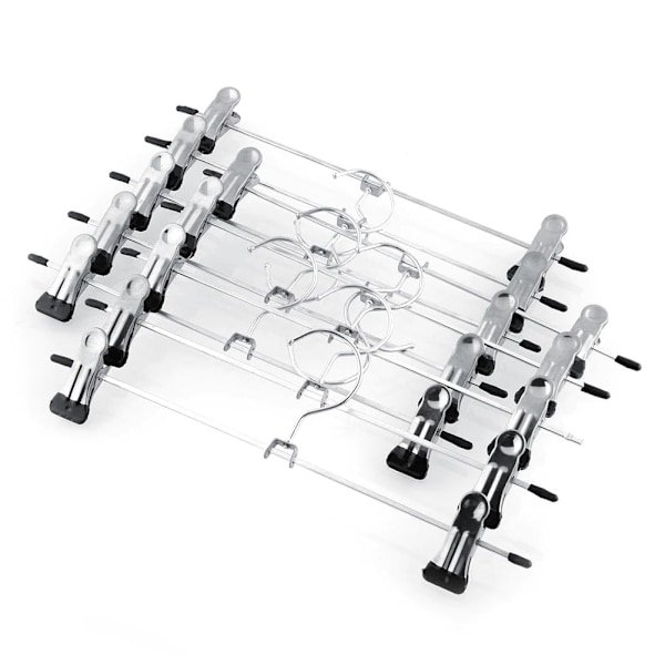10-pack - Klädhängare / Byxhängare - Hängare med klämmor Silver
