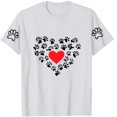 thumbnail image 4 of TKLPEHG Western Tops For Women Short Sleeve T Shirts Crew Neck Fashion Casual Loose Dog Paw Print Graphic Tee Summer Comfy Outfits (White,S), 4 of 5