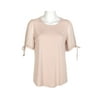 Adrianna Papell Crew Neck Clip Dot Short Sleeve with Tie Solid Knit Moss Crepe Top-PEARL BLUSH / S