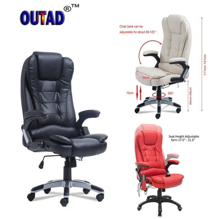Heated Vibrating Massage Chair with 6 Points Wireless Massage Mode Height&Back Adjustable Game Chair 360 Degree Rotation Computer Chair for Home Office On Sale