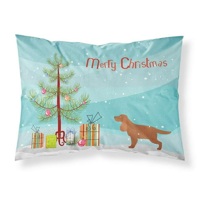 Carolines Treasures BB2930PILLOWCASE English Cocker Spaniel Merry Christmas Tree Fabric Standard Pillowcase