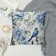 thumbnail image 2 of COMIO  Pillow Covers Colorful Watercolor Blue Hydrangea Hibiscus Iris Leaf and Bird Spring Flowers Pattern ,Standard Square Cushion Throw Cover for Couch Bedroom Living, 2 of 5