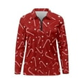 thumbnail image 4 of Yuyamidu Candy Canes Long Sleeve Athletic Shirts for Women Size 2XL Red Christmas Zip Up Golf Tennis Hiking Shirt Cute Active Workout Tops for Sport, 4 of 8