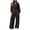 Black, variant on Womens Sweatsuits 2 Piece Set Comfort Drawstring Hooded Sweatshirt & Elastic High Waist Wide Leg Pants Suit Versatile Casual Track Suits Fashion Solid Color Suit Set with Pockets S
