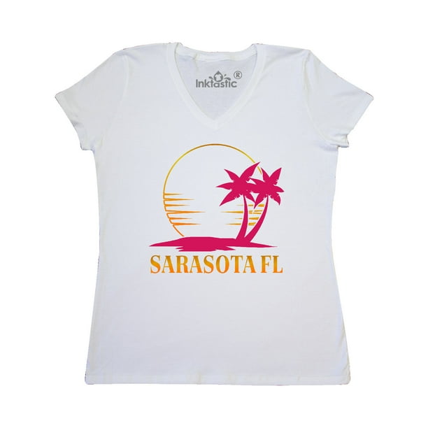 INKtastic Sarasota Florida Sunset Beach Vacation Women's VNeck T