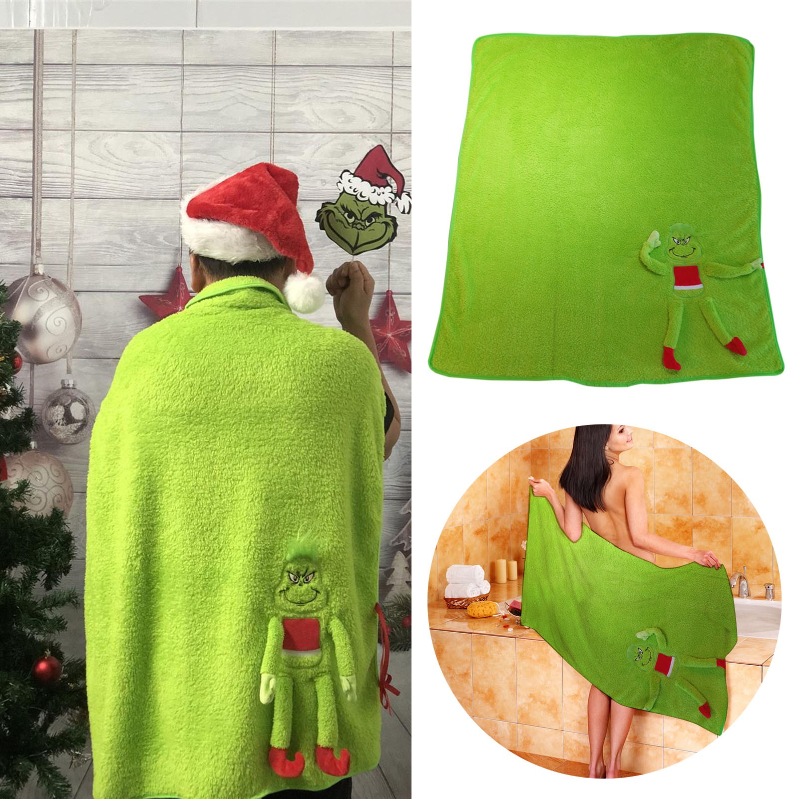 Home Bath Towel Large Christmas Hand Towel Coral Fleece Bathroom Decor