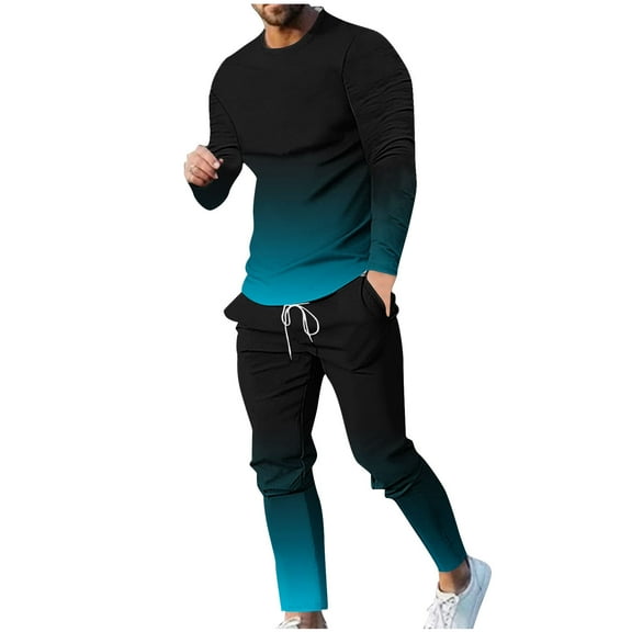 RYRJJ Sweatsuits for Men Workout Jogger Tracksuit 2 Piece Outfits Crewneck Sweatshirts Pullover Casual Sweatpants Sets