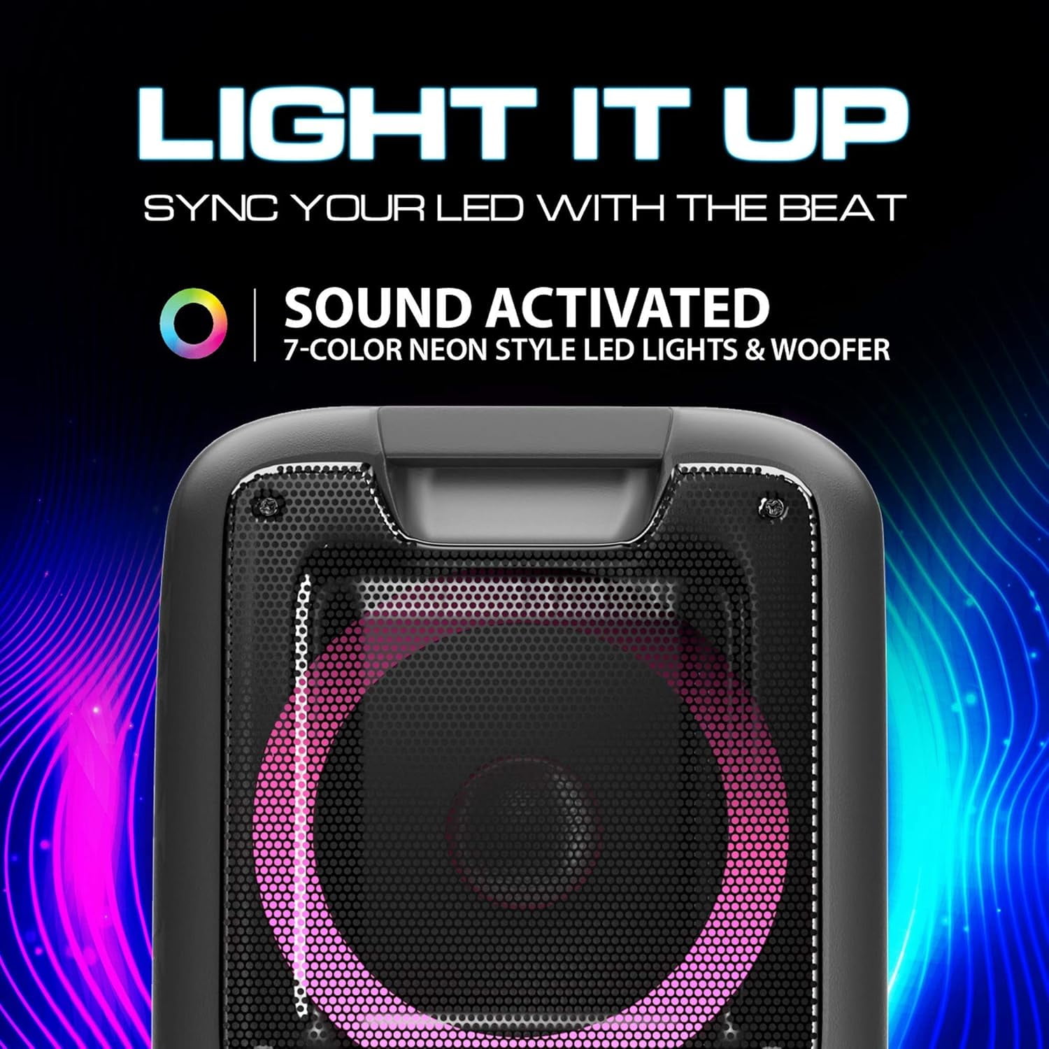 Dolphin SP-2100RBT Portable Bluetooth Speaker – Party Speaker with Sound-Activated, TWS, Powerful X-Bass, Dual 10" Woofers, Long-Lasting Battery