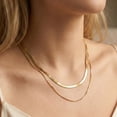 thumbnail image 3 of Flydeer Necklace for Women Herringbone Snake Chain Necklace Stainless Steel Yellow Anniversary Gift for Women, 3 of 8