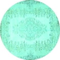 thumbnail image 1 of Ahgly Company Machine Washable Indoor Round Persian Turquoise Blue Traditional Area Rugs, 4' Round, 1 of 4