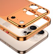 ShellTech For iPhone 15 Pro Max Magnetic Case, Metal Frame Lightweight Non-Slip, Shock-Absorbent, Heat Dissipation Slim Anti-Scratch, Wireless Charging Aluminum alloy Back flim,Orange