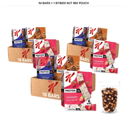 Special K Protein Meal Bar Variety Pack, Strawberry, Chocolate Brownie Batter, and Chocolate Peanut Butter, 54 Bars + 1x Bybies Nut Mix Pouch, 2 oz