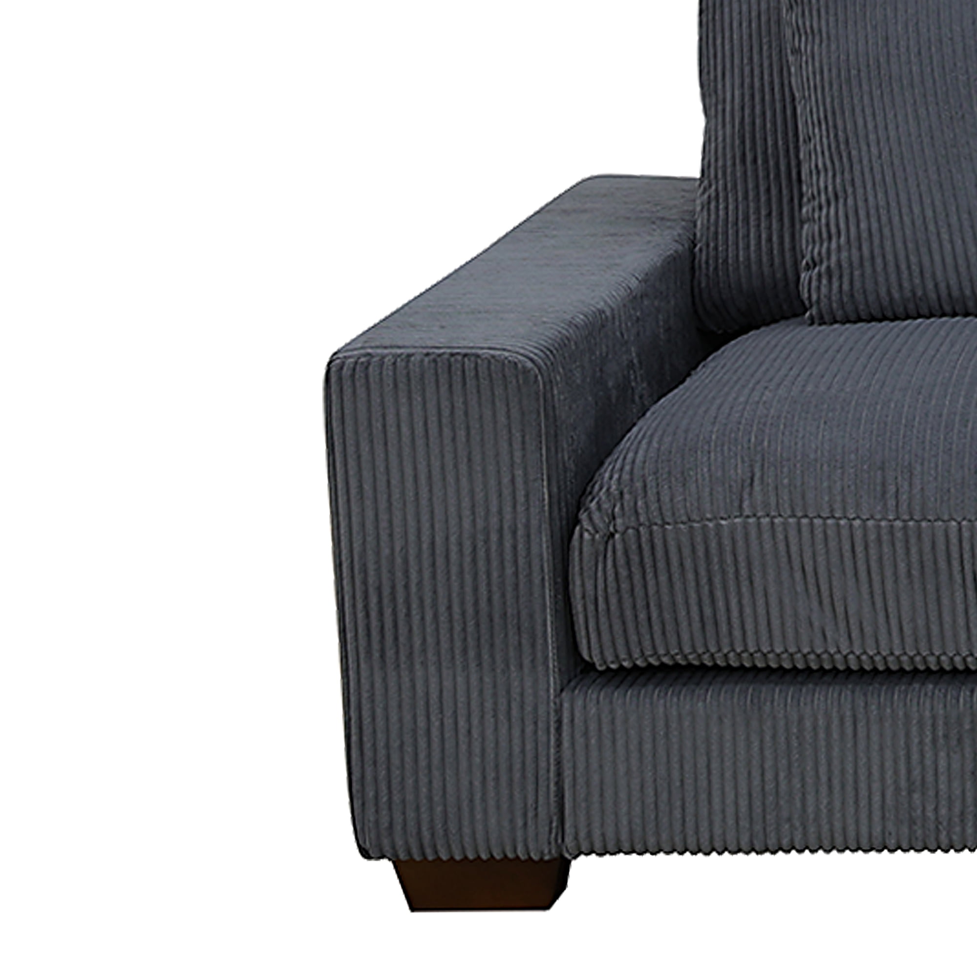 MAYEERTY Dark Gray Corduroy Living Room Sofa Set