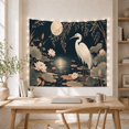 thumbnail image 5 of Heron in Lotus Pond Under Full Moon, Serene Watercolor for Nature Lovers, Asian Wildlife Wall Decor, Housewarming Gift, Tapestry Wall Hanging for Bedroom and Living Room, 5 of 7
