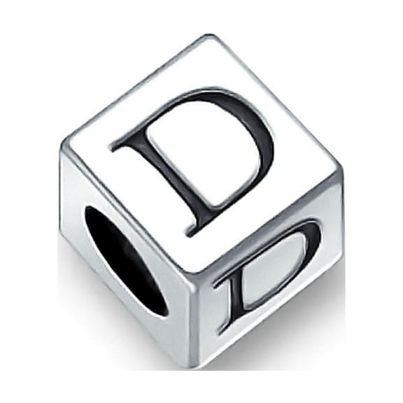 Bling Jewelry Womens Initial Alphabet Bead Charm A-Z Sterling Silver for European Bracelet