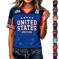 thumbnail image 2 of 2026 New USA Soccer Jersey for Women, United States Jersey Soccer, V Neck Short Sleeve Football Tee, USA Flag Soccer Jersey Sport Top for Adult(Red, L), 2 of 6