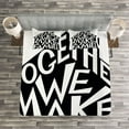 thumbnail image 3 of Ambesonne Black and White Quilted Bedspread Set 3 Pcs, Family House, Queen Size, Black and White, 3 of 3