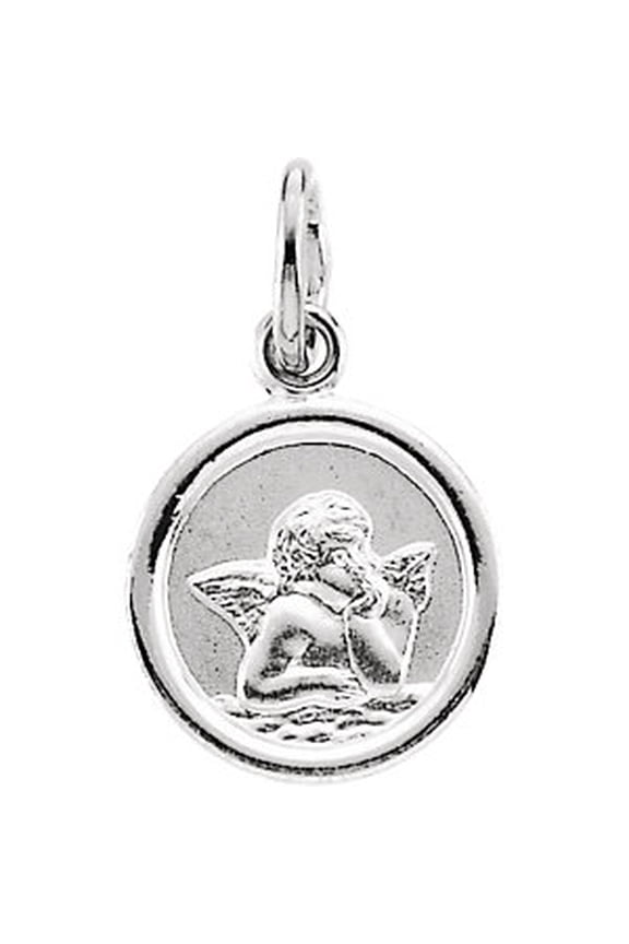 Sterling Silver 12mm Round Angel Medal