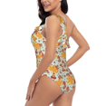 thumbnail image 4 of Sikiie Hearts And Autumn Leaves Print Women One Piece Swimsuits Tummy Control One Shoulder Bathing Suits Ruffle Swimwear, From S to XXL-Large, 4 of 6