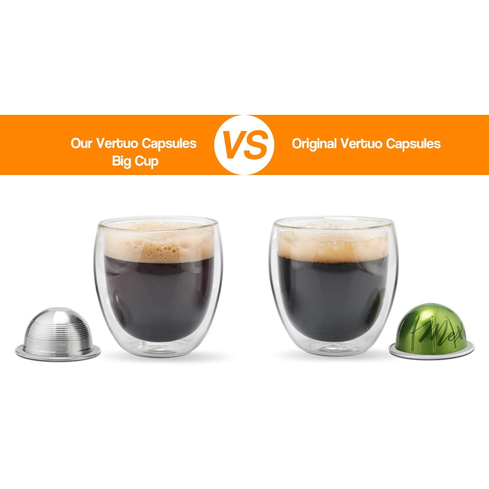 Coffee Capsule Cup Filter Stainless Steel Fillable Reusable Coffee Capsules Set for Nespresso Vertuo Capsule Pod Vertuoline GCA1 and Delonghi ENV150 Coffee Machine