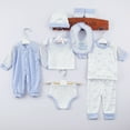 thumbnail image 2 of YDFCWX Baby Girl Clothes Shower Gift Set 8pcs Girl Boy Clothes 0-3 Months Baby Outfits Pants Gifts Layette Set for 0-3 Months,Blue, 2 of 5