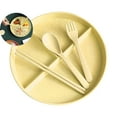 thumbnail image 1 of Dvruxg 3-Compartment Divided Tableware Set – Microwave Safe Fiber Plate with Spoon, Fork & Chopsticks – Meal Tray, 1 of 5