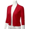 thumbnail image 2 of Cielo Women's 3/4 Sleeve Solid Open Front Cropped Bolero Shurug Light Cardigan, 2 of 4
