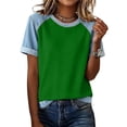 thumbnail image 4 of Endives Womens Short Sleeve Tshirt Crew Neck Splicing Color T Shirts Casual Summer Tops for Women Graphic Tee Going Out Top Basic Tee S-5XL Green XL, 4 of 6
