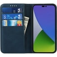thumbnail image 4 of for iPhone 14 Pro Max Wallet Folio Phone Case with Card Holder 6.7 Inch,Premium PU Leather Magnetic Full Protection Shockproof Phone Case for Women & Men for iPhone 14 Pro Max 5G 2022-Navy Blue, 4 of 13