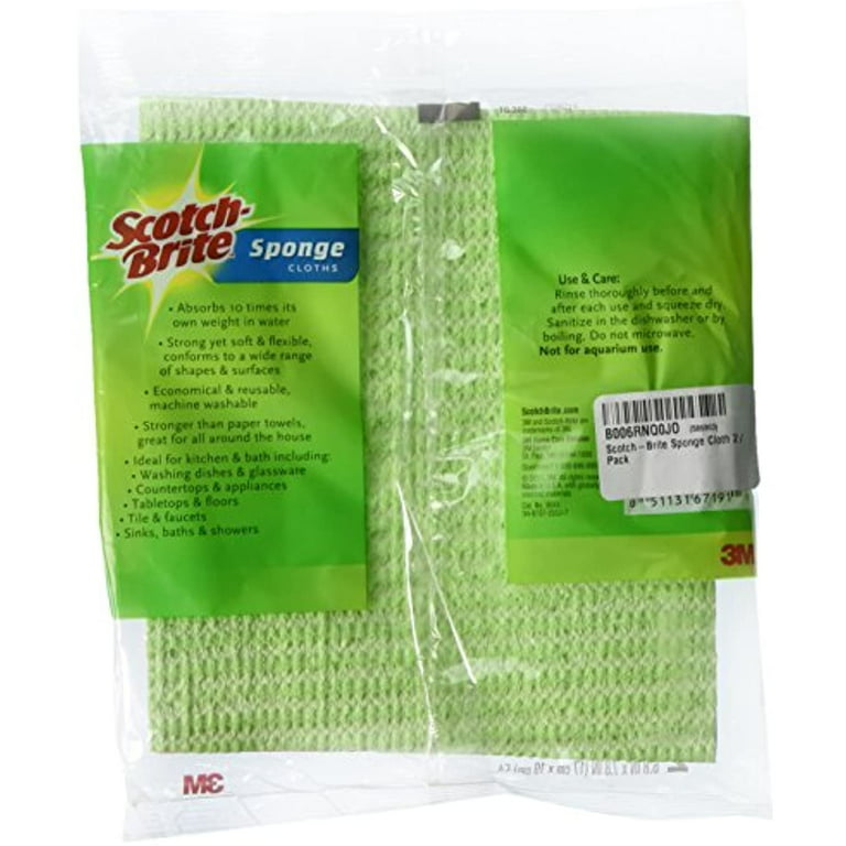 Scotch-Brite Sponge Cloth, 1 pack containing 3 packets with 2 sponge cloths  each, which equals 6 sponges (Color/Pattern May vary)