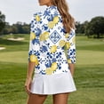 thumbnail image 5 of HCYSFG Women's Lemon Graphic Top Ladies Athletic Active Golf Polo Collar T Shirt Summer 1/4 Zip 3/4 Sleeve Performance Textured Sports Wear Tee, 5 of 5