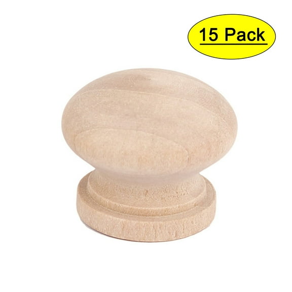 Unique Bargains Kitchen Cupboard Furniture Door Wooden Pull Knob Grip Handle Khaki 28x23mm 15Pcs