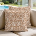 thumbnail image 2 of Pillow Covers 20x20 Set of 2, Botanical Rose Bud Square Throw Pillow Covers for Couch/Sofa/Living Room, Vintage Brown Floral Leaves Farmhouse Decorative Soft Pillowcases for Couch Throw Pillows, 2 of 9
