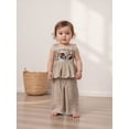 thumbnail image 4 of BemeyourBBs Toddler Baby Girl Football Outfit Cute Infant Girls Summer Clothes Embroidery Sleeveless Smocked Camisole Tank Top Wide Leg Pants Set, 4 of 9
