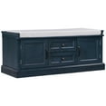 thumbnail image 6 of Harper & Bright Designs Wooden Storage Bench with 2 Drawers and 2 Cabinets, Entryway Shoe Bench with Removable Cushion for Living Room, Antique Navy, 6 of 10