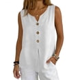 thumbnail image 2 of Sillenn Sleeveless Gauze Cotton Linen Tank Tops Notched V Neck Button T Shirts Summer Peasant Boho Beach Casual Boho Cami Shirts Loose Flowy Tunic Shirts Lightweight Gauze Outfits White Xxl, 2 of 8