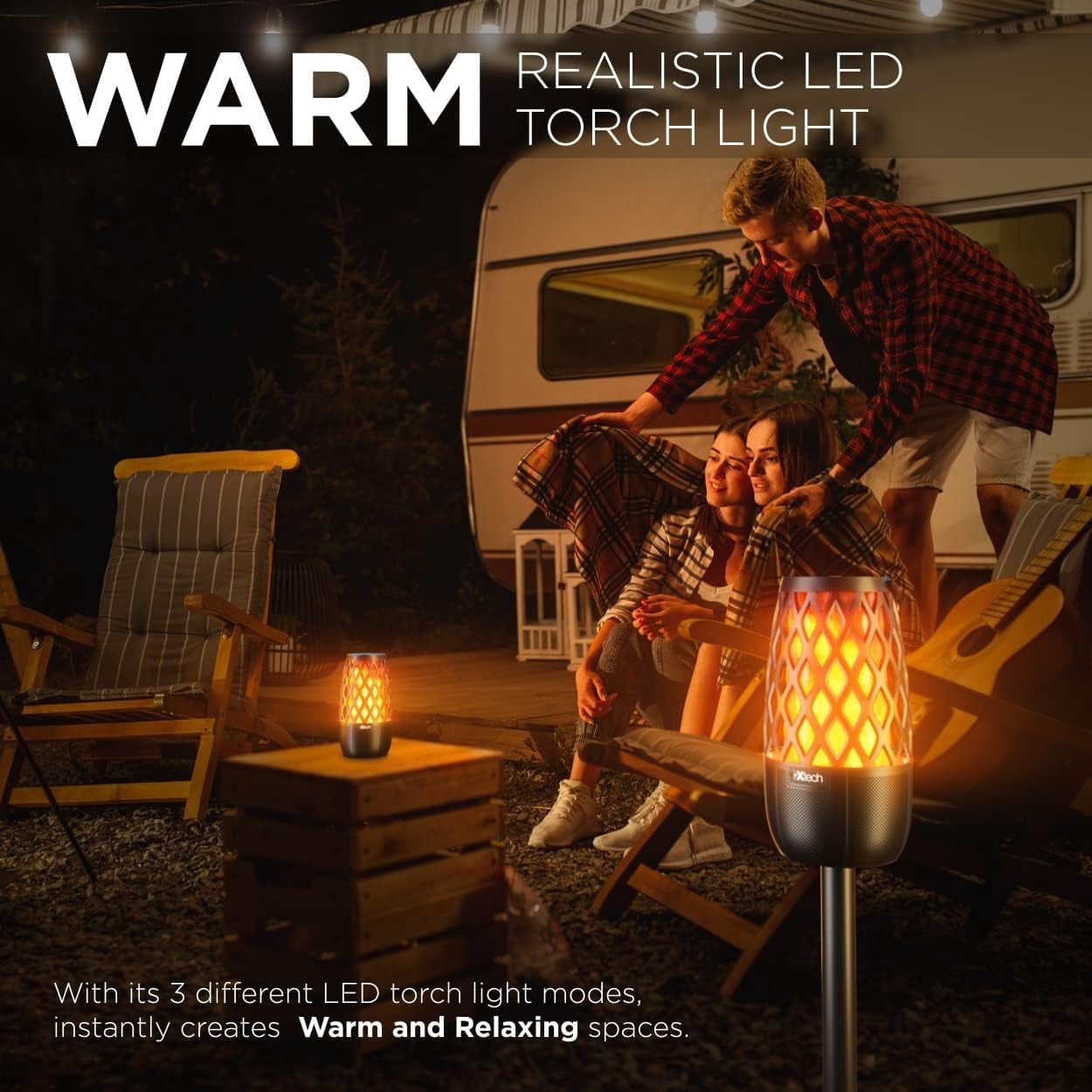 IXTECH Outdoor Bluetooth Speakers, Waterproof Portable Bluetooth Speaker Wireless with Lights, Outdoor Gifts for Dads Mom, Multi-Sync Wireless Connection, Lantern Speakers Mountable, 2 Pack