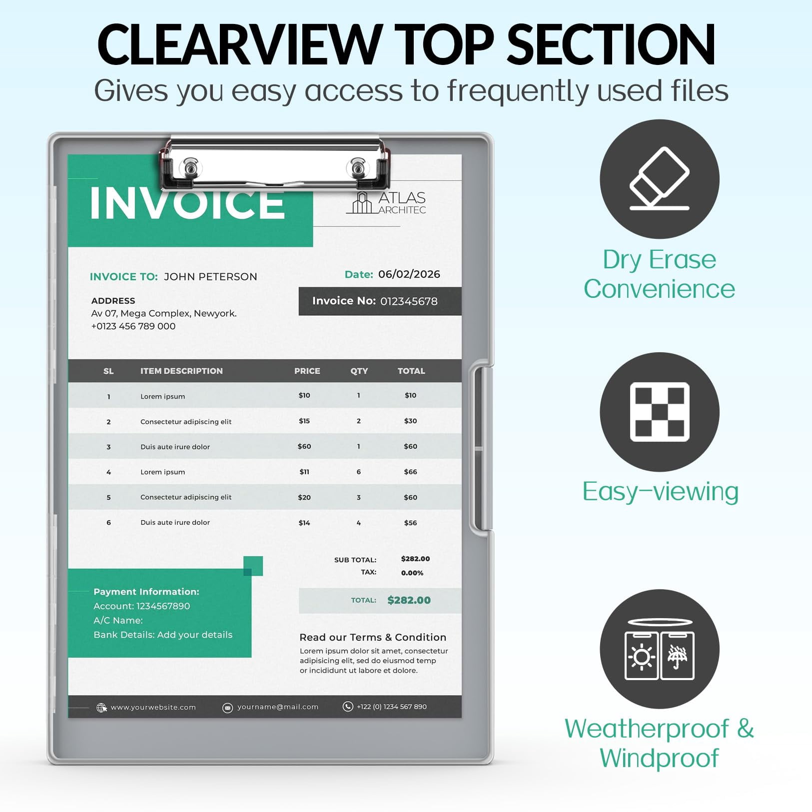 Clipboard With Storage  Heavy Duty Cleaview Clip Boards 8.5x11 Dual Dry Erase Plastic High Capacity Clipboards Folder For Teacher Nurse School & Office Supplies