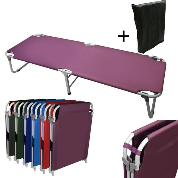 Magshion Portable Military Fold Up Camping Bed Cot Free Storage Bag Purple Walmart Com Walmart Com