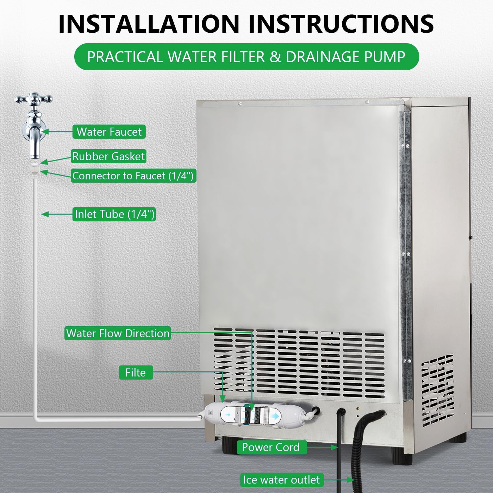 Towallmark 100Lbs/24H Ice Maker – Countertop Machine with 33lbs Storage Bin, White