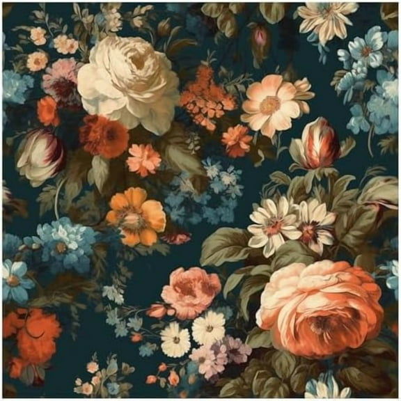 Vintage Wallpaper Floral Peel and Stick Wall Paper Medieval Retro Removable for Home Decor Contact Paper Blue/Orange/Olive Green 17.3in x 9.8ft$$Tools & Hardware Other