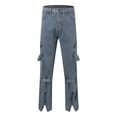 thumbnail image 1 of Ketyyh-chn99 Jeans Homme 2024 Mode Pantalon Ample Pantalon Cargo Randonnée Pantalon à Multiples Poches Bleu,m, 1 of 5